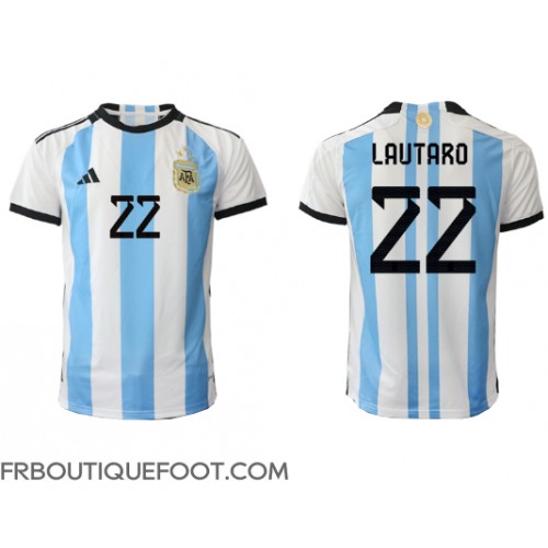 Maillot de foot Argentine Lautaro Martinez #22 Domicile vêtements Monde 2022 Manches Courtes